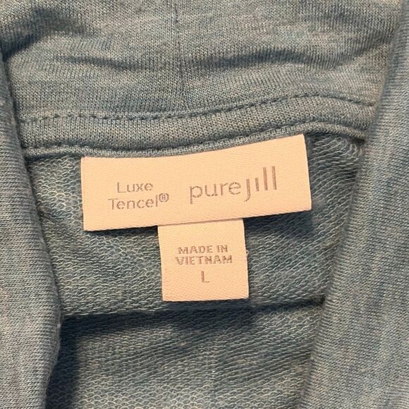 J. Jill Pure Luxe Tencel Blue Funnel Neck Tunic Top Large - Picture 6 of 8